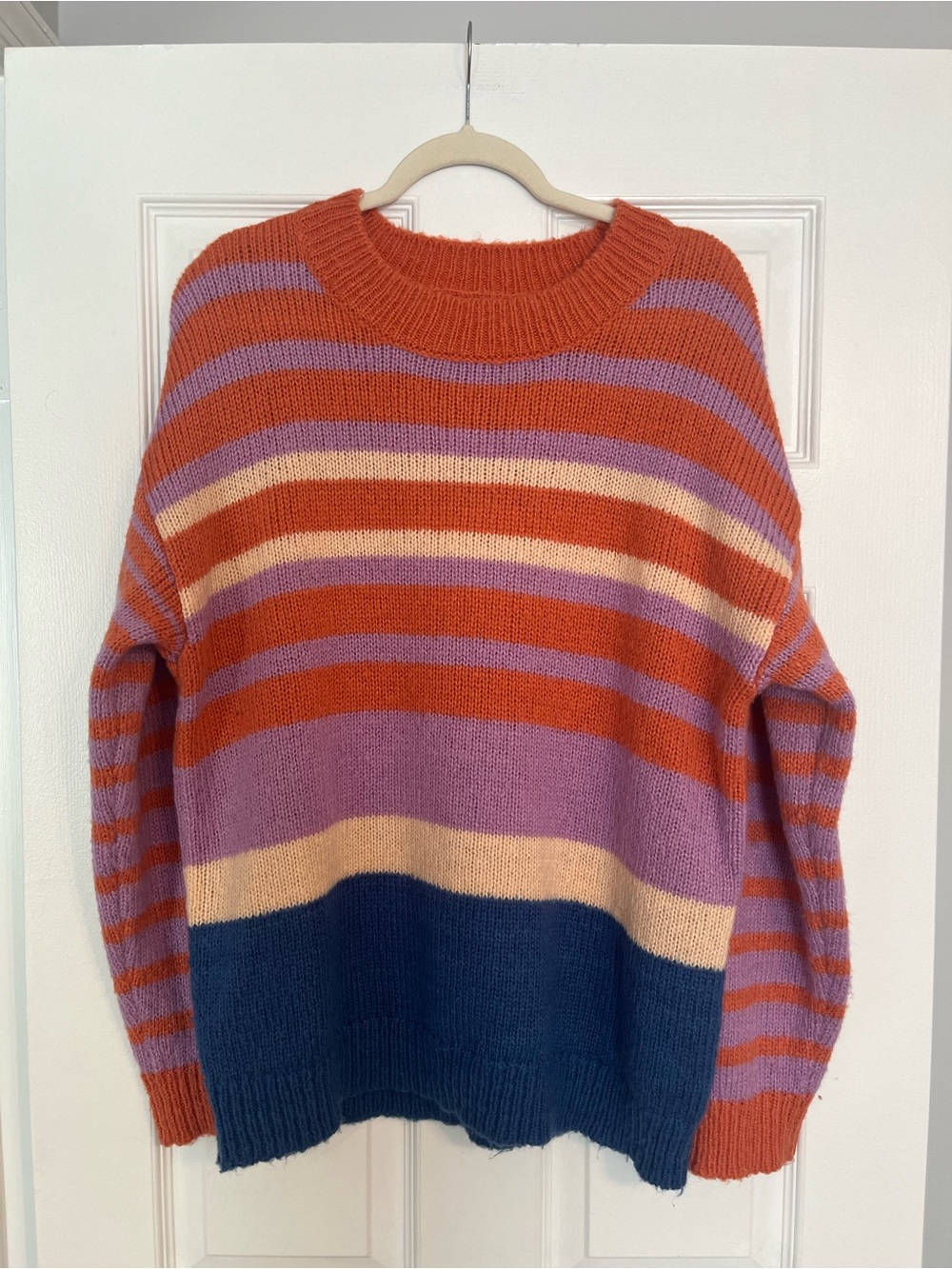 O'Neill Striped Crewneck Sweater in Orange, Lavender, Cream & Blue